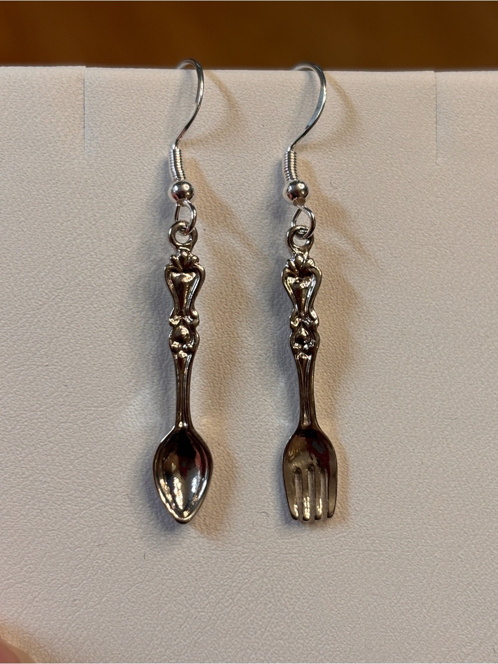 New fun Sterling-Style Silver Spoon & Fork Dangle Earrings